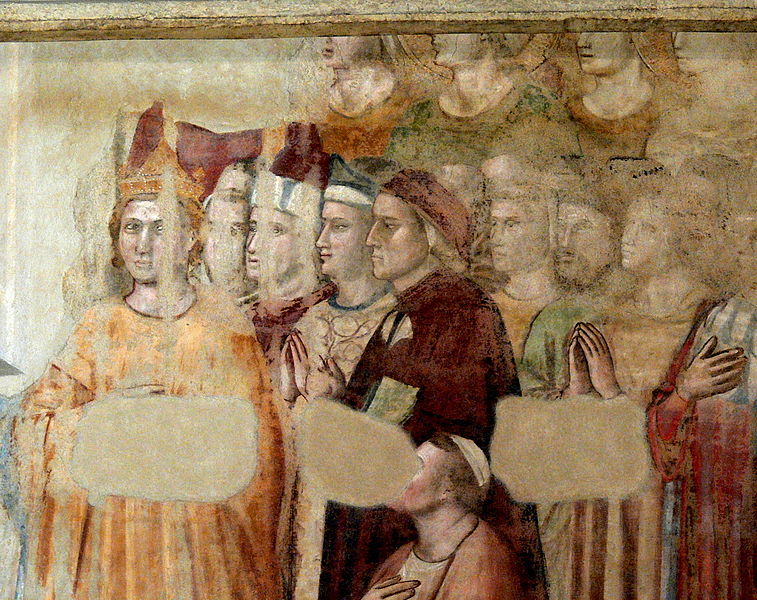 Dante (centre) in Bargello's fresco