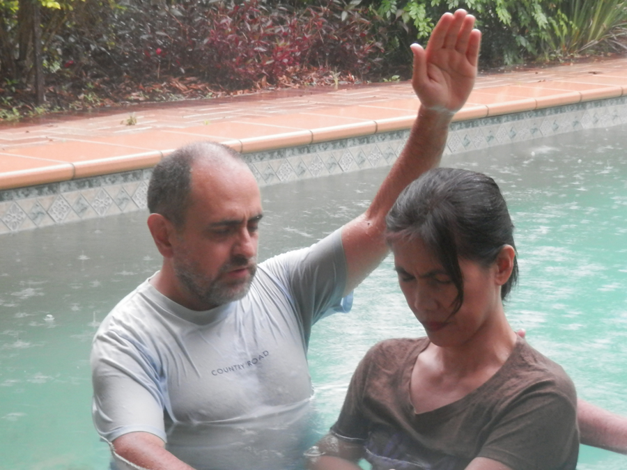 Beth Ferrer being baptised 27 December 2014