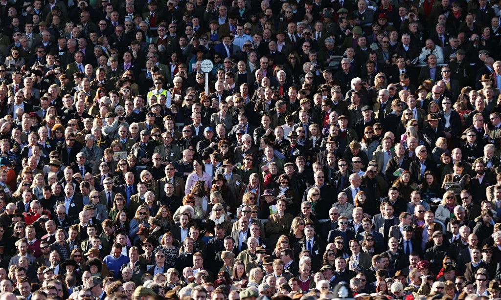 Part of the 2015 Cheltenham Festival crowd. Bumper crowds are on course to top the record of 237,000