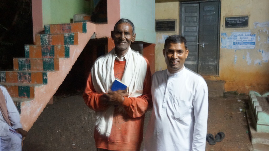 Subharao (L) tells Pr Joseph (R ) how is glad to be alive and to be able to share the Gospel!