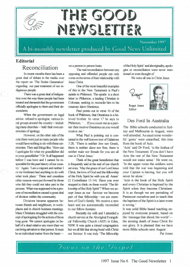 The Good Newsletter November 1997 Issue | Good News Unlimited