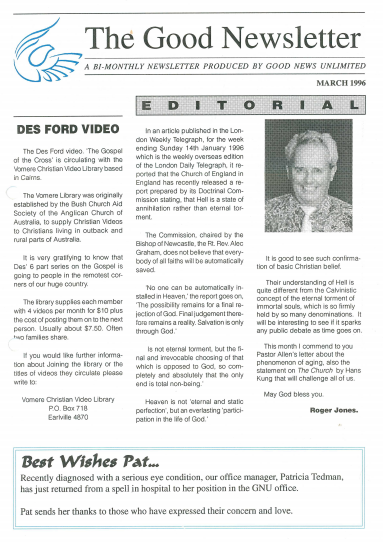 newsletter march 1996